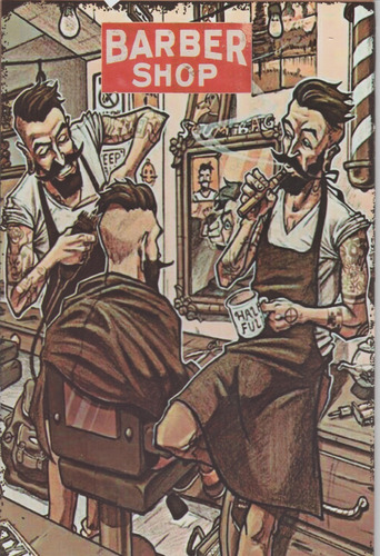 Imagem 1 de 1 de Placa Decorativa Barber Shop Inglês Retrô Em Mdf 30x20 