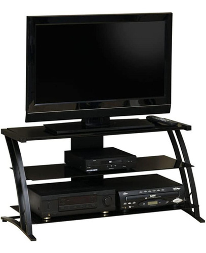 Sauder - Panel Tv Stand Black/black - Non-wood Finish Color Negro