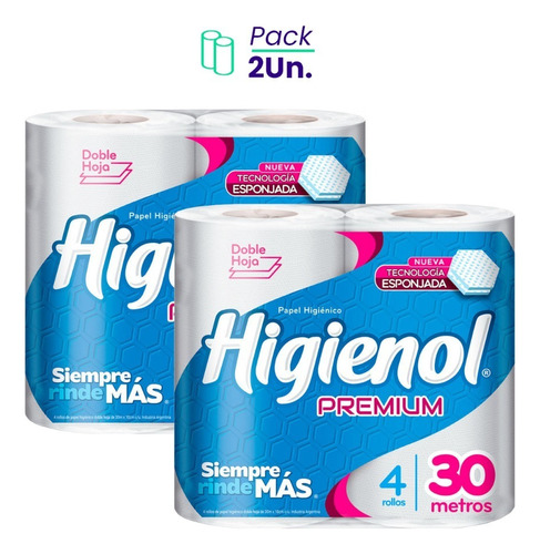 Papel Higiénico Premium Higienol 4x30 Mt X2