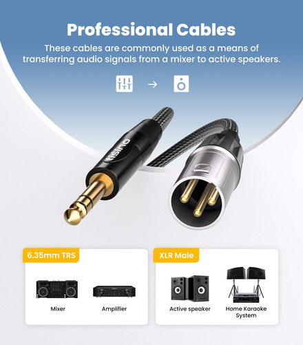 Cable De Conexión Micrófono Tisino 1/4 Trs A Xlr 15 Pies