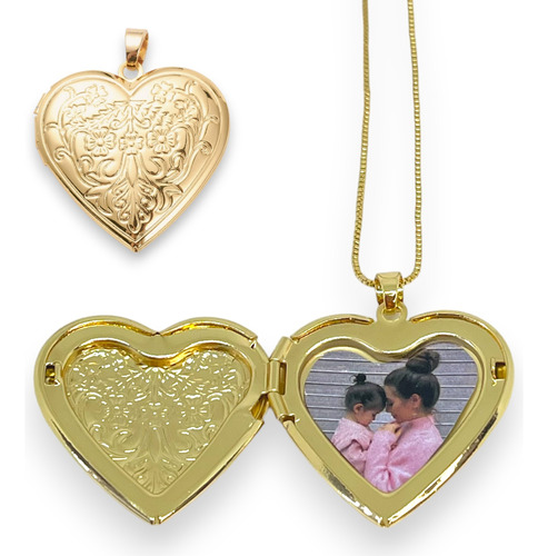 Collar Relicario Porta Foto Locket Baño Oro Personalizado 