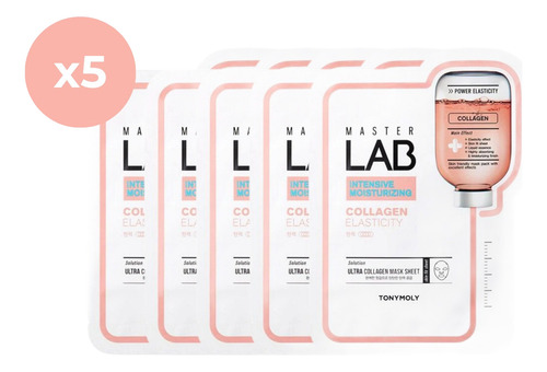 5 Pack Mascarilla Facial Tony Moly Master Lab Colágeno 19g