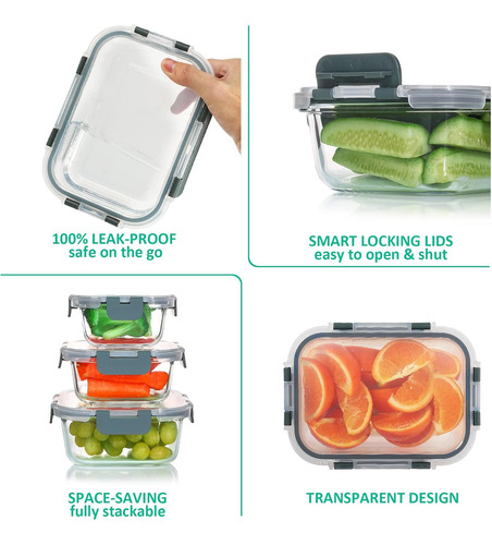 24 Pieces Glass Food Storage Containers Set,glass Meal Pr...