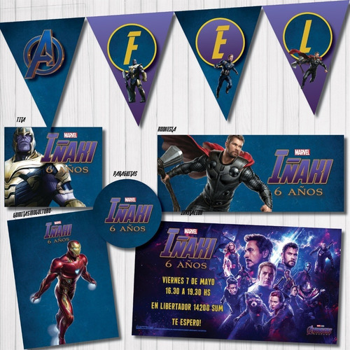 Kit Imprimible Candy Bar Personalizado Avengers Endgame