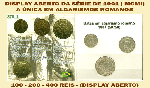 Moedas De 100-200-400- Réis 1901 Com Display - Leia!