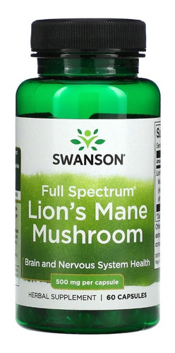 Cogumelo Juba De Leão Lion's Mane 500mg 60 Capsules Swanson