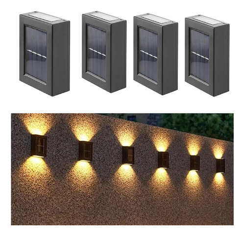 Kit 4 Luces Solares Patio Jardín Para Escaleras Y Muros