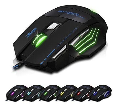 Zelotes Gaming Mouse,7200dpi,7 Buttons Computer Mouse,usb Le