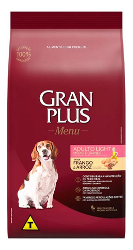 Ração Cães Adultos Menu Light M/g Frango 15kg Gran Plus