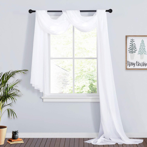 Ryb Home Cortinas Traslúcidas Blancas Para Cama Con Dosel, D