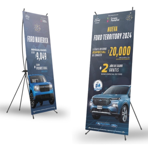 Banner Publicitario .80cm X 1.80m Con Impresion Incluida Blanco