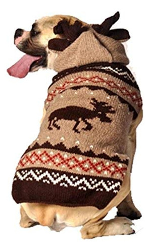 Chilly Dog Moosey Hoodie Dog Sweater Large