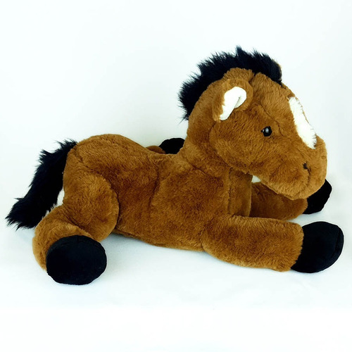Imagem 2 de 3 de Cavalo De Pelúcia Deitado Marrom 40cm Fazenda Fazendinha