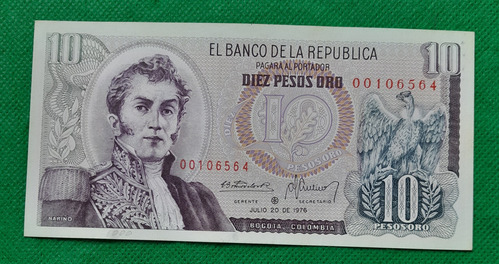 Billete Reposicion De 10 Pesos Año 1976. Estado 8. Ser 6564