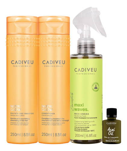 Kit Cadiveu Professional Nutri Glow Duo Maxi Ondas Açaí Oil