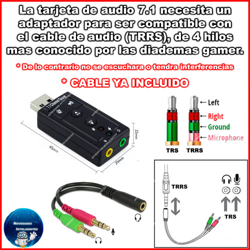 Tarjeta De Audio Externa Usb Gamer Auxiliar Con Micrófono