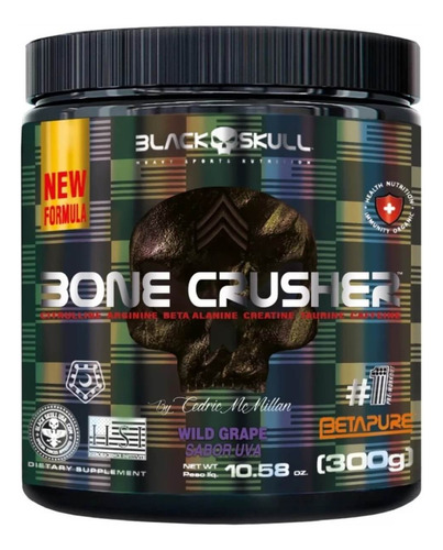Suplementos Creatina + Pré Treino 300g Black Skull Sabor Uva Sabor Pré Treino Uva
