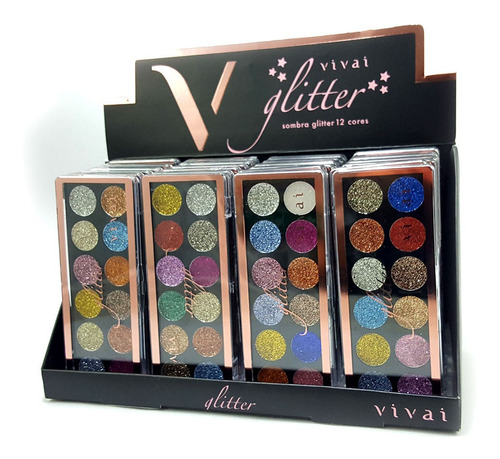   Kit C/ 24 Paleta Sombra Glitter 12 Cor 2172 - Vivai