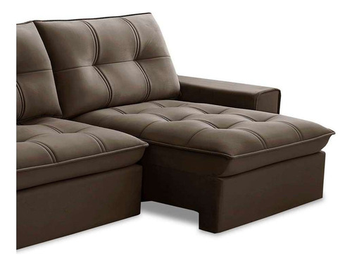 Sofá 3 Lugares Retrátil E Reclinável Argos Veludo Marrom