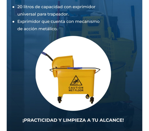 Cubeta Trapear Industrial Carrito Exprimidor 20l Shorbull