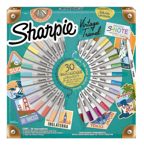 Imagen 2 de 7 de Marcadores Sharpie Permanente Punta Fina Ruleta X30