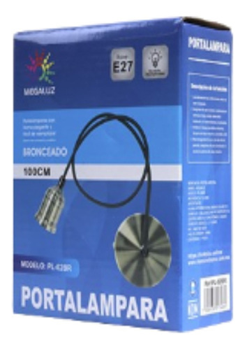 Portalamparas Plateada Cable De Plastico 1 Metro Base E27 Color Plateado