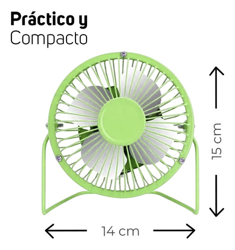 Ventilador De Escritorio Usb Portátil 4 Aspas Kimhi Mini Metalico De Refrigeración Personal Silencioso De Metal Para Oficina, Casa, Coche, Viajes Pequeño Ajustable Color Verde