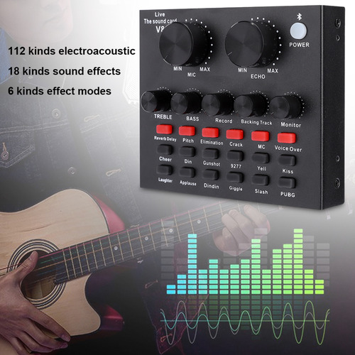 Tarjeta De Sonido De Transmisión En Vivo V8 Abs Black Con Aj