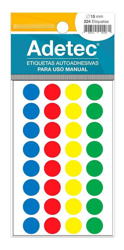 Etiqueta Manual Circular Colores 15 Mm