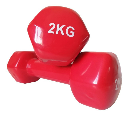 Imagen 2 de 6 de Mancuerna Pesa Hexagonal De Vinilo 2kg Fitness / Lhua