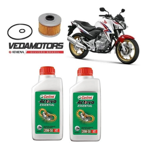 Kit Troca Óleo Castrol 20w50 Honda Cb300 Xre300 Fvc022