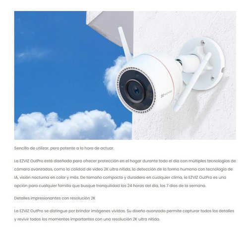 Imagen 6 de 8 de Camara Ip Ezviz 3mp 2k Wifi Ip67 Ir30m Colorvu Audio Bidirec