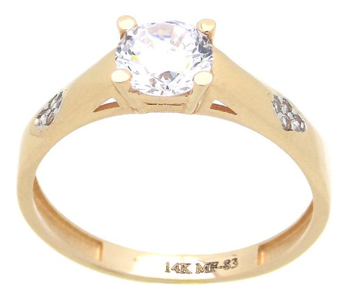 Anillo De Compromiso Solitario Cruz Pave Oro Rosa 14k