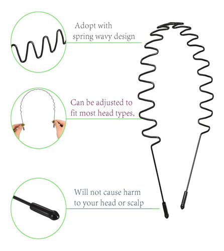 10 Piezas Diademas De Metal Ondulado, Aro Para El Cabello,