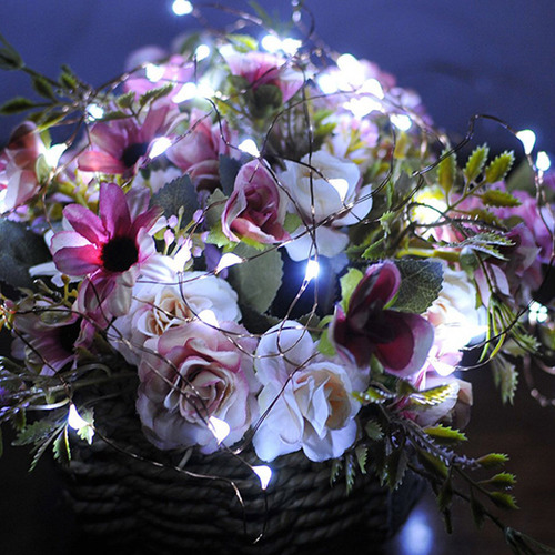 Lámpara Usb De Alambre De Cobre Con Flores Para Decoración N