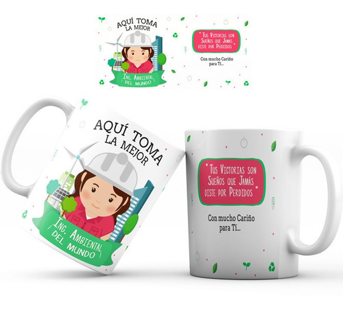 Mug Pocillo Ingeniera Ambiental Regalo Aquí Toma Taza