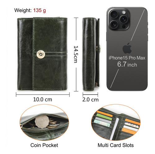 Cartera De Cuero Para Mujer Con Bloqueo Rfid De Navidad