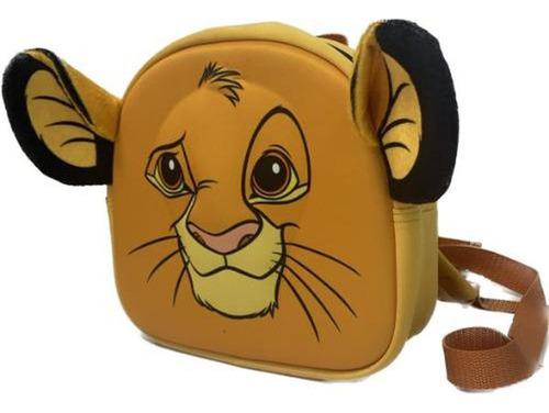 Mochila Pre Escolar 3d Con Arnés Simba El Rey León Color Amarillo Diseño De La Tela Liso