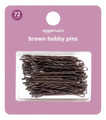 Bobby Pins Amazon Basics, Color Marrón, 72 Unidades, Con Fun