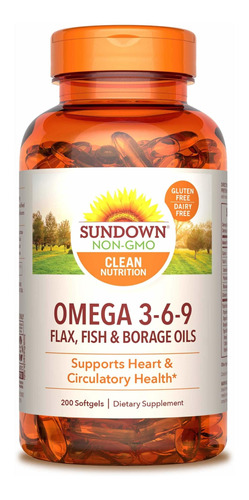 Sundown Triple Omega 3-6-9, Salud Cardíaca Y Circulatoria,.