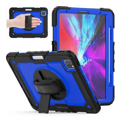 Funda Uso Rudo + Correa Para iPad 12.9 4ta Gen 2020 Soporte