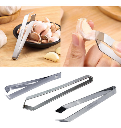 Pelador De Ajo G, 3 Pinzas De Acero Inoxidable, Fáciles Y Rá