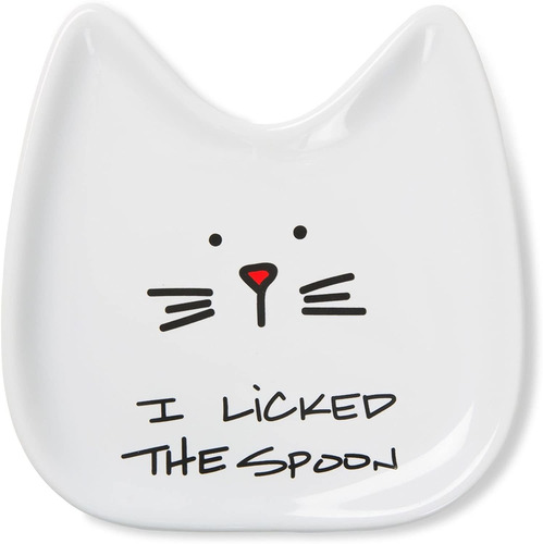 Pavilion Gift Company Blobby Cat, Cat Spoon Rest I Licked Th