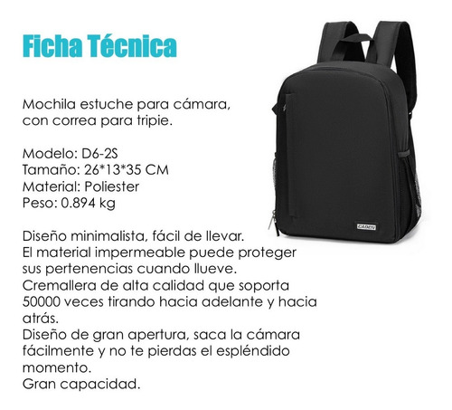 Imagen 9 de 10 de Mochila Backpack Caden Camara Profesional Dslr Waterproof
