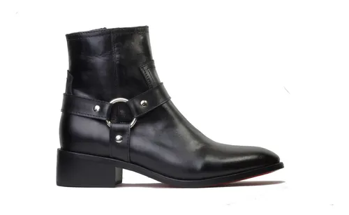 Bota Botín Italy  100% Piel Tacón Recto Con Suela De Cuero
