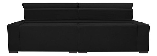 Sofá Lisboa 2,12m Retrátil, Reclinável com Molas no Assento Tecido Suede Velusoft Preto - Cama InBox