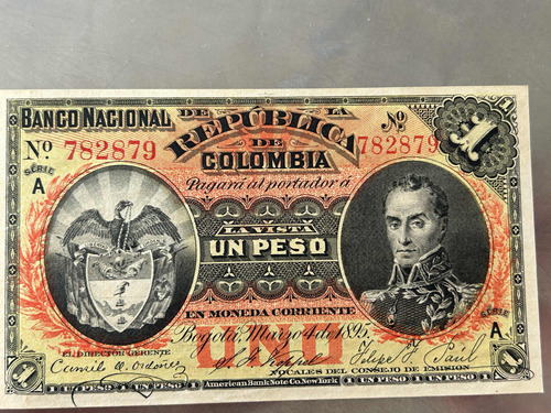 Billete 1 Peso Banco Nacional 1895 Serie A