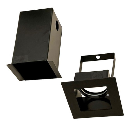 Spot Embutir Techo Hormigón Losa 1 Luz Gu10 Cuadrado Móvil Estructura Negro