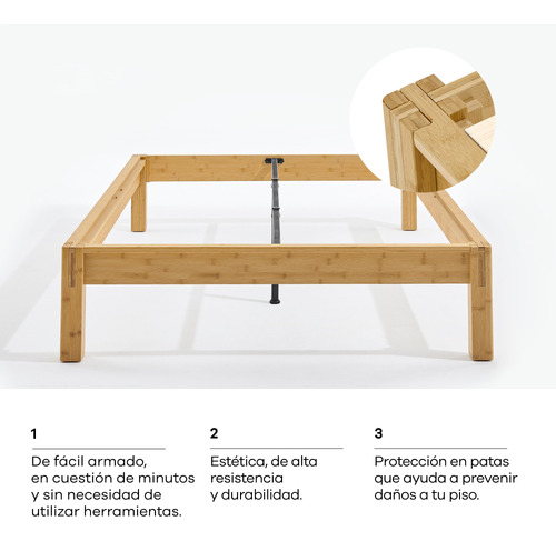 Base De Cama Luuna | Madera De Bambú King Color Beige