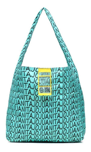 Cartera shopper Juanita Jo Bolso Juana diseño estampado de poliéster  aqua asas color aqua